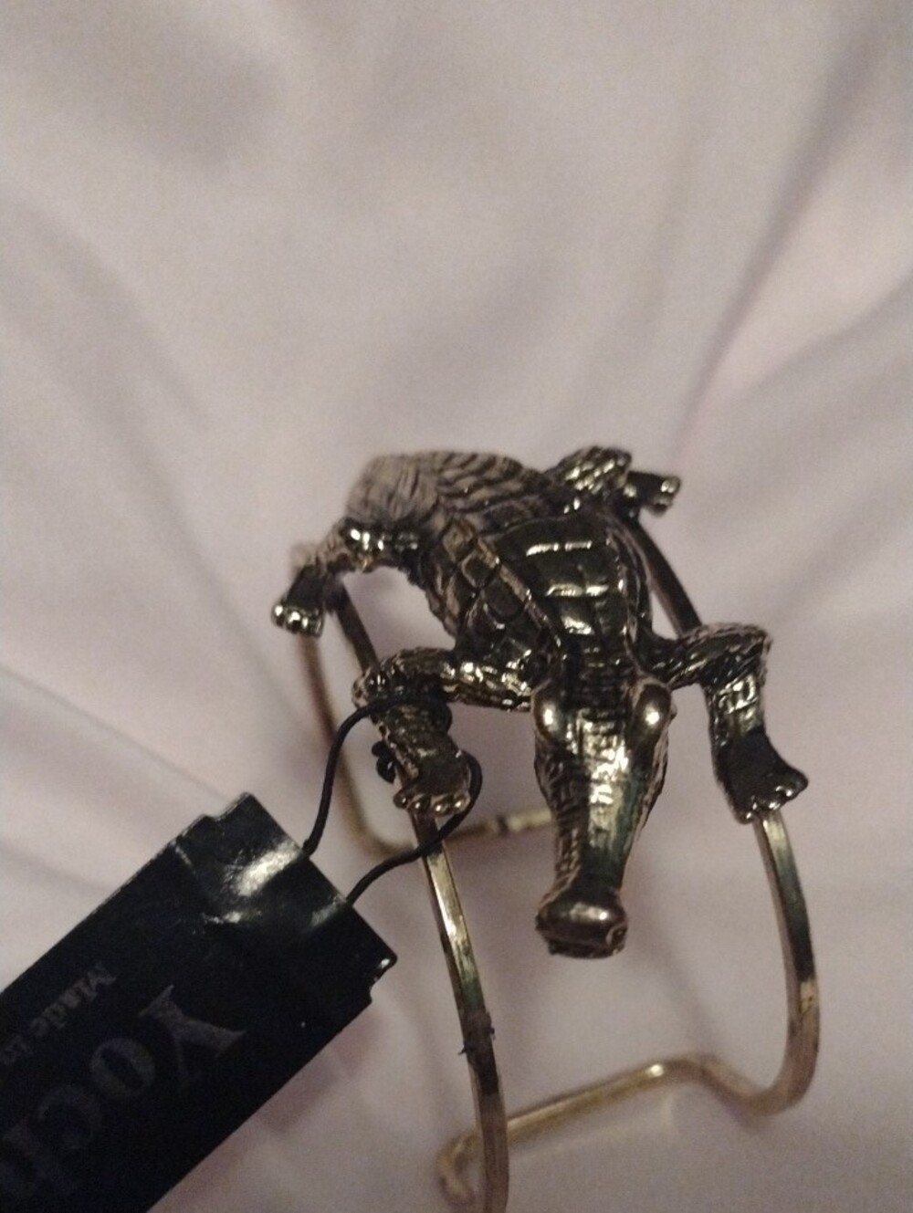 Yochi Gold Alligator Statement Cuff Bracelet - Picture 7 of 8
